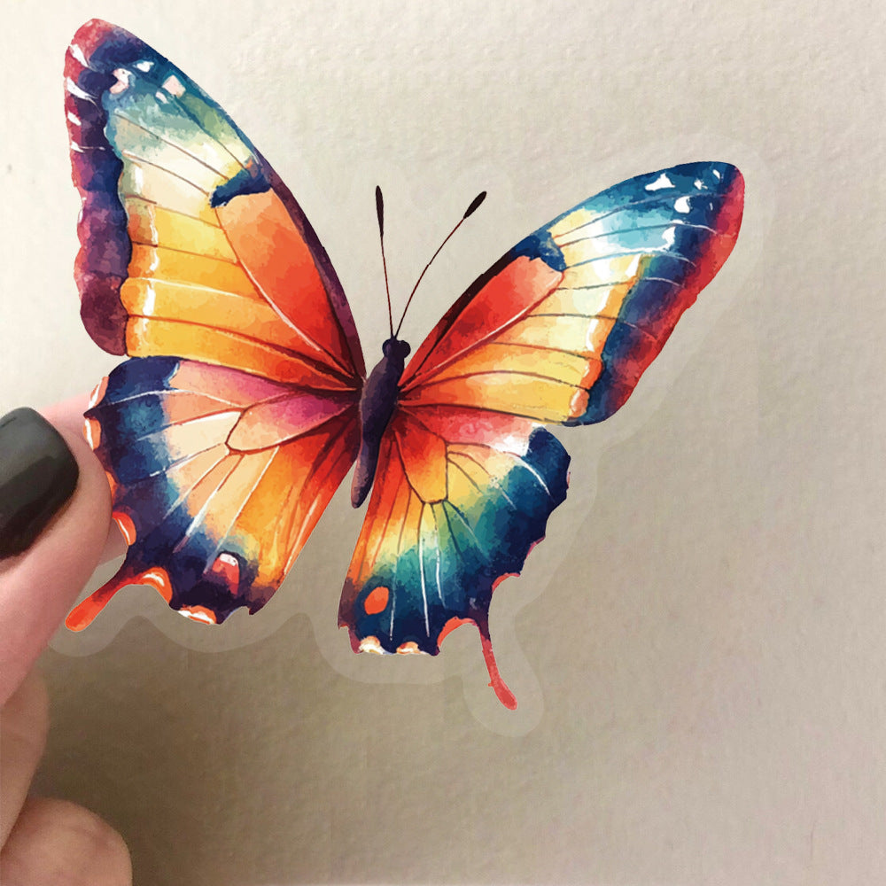 🦋🌈 50pcs Colorful Transparent Butterfly Stickers | Waterproof PET Stickers for Journals, Notebooks, Cups ☕, Guitars & DIY Crafts 🎨✨ Kawaii Stickers