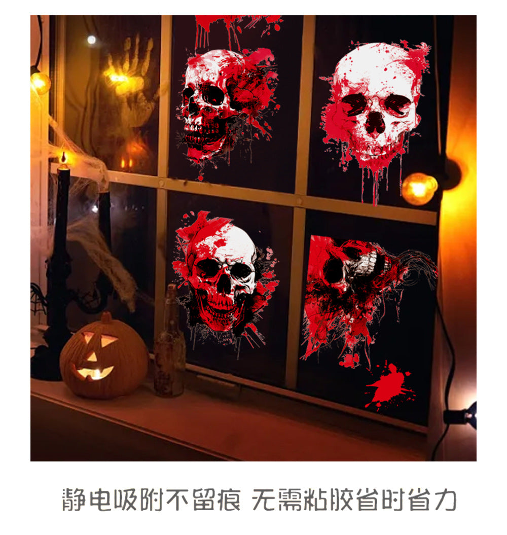 Halloween Scary Skull & Bloody Handprint Window Stickers – Product Detail Page 🎃🩸👻 Kawaii Stickers