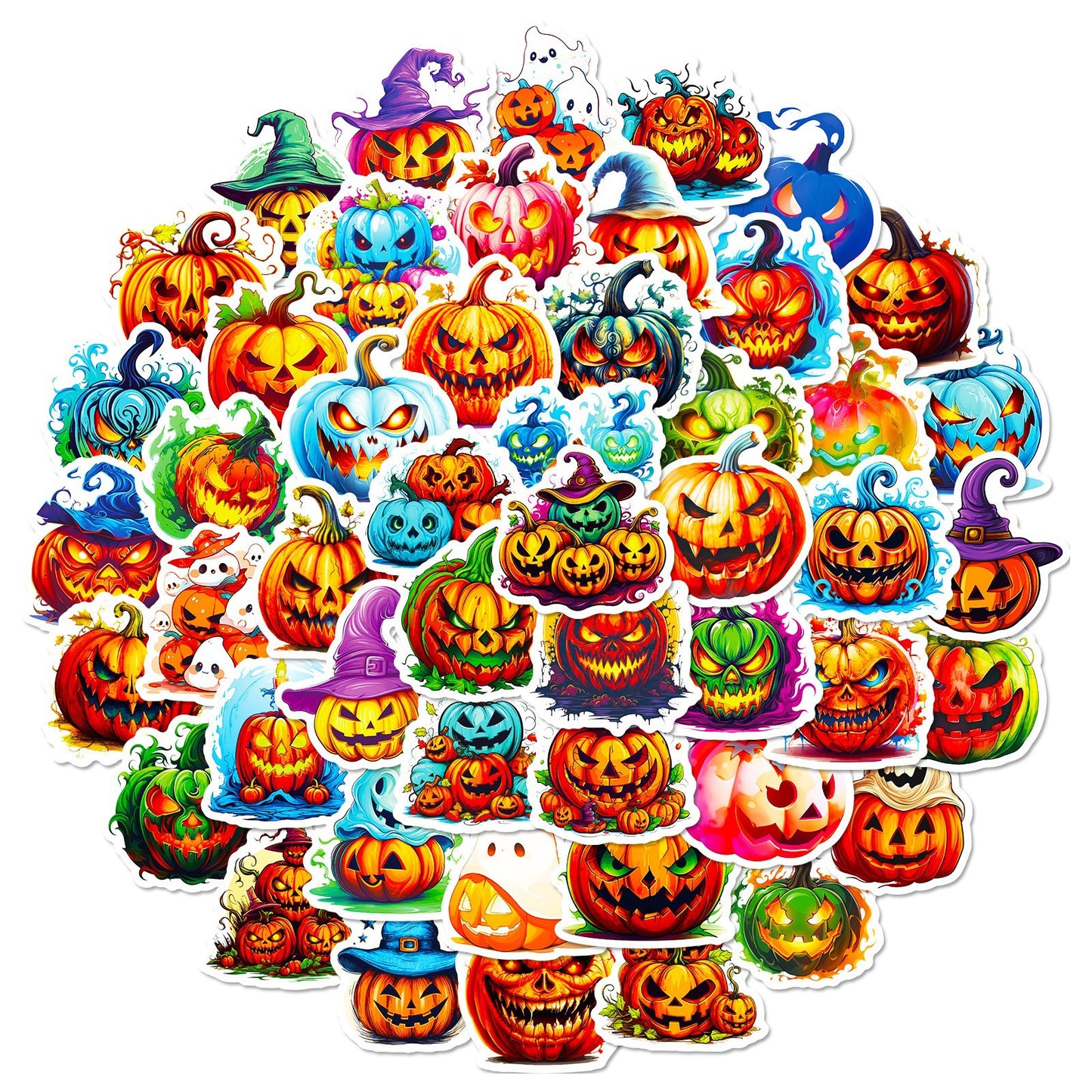 Halloween Stickers – 50pcs Pumpkin Halloween Stickers Set 🎃