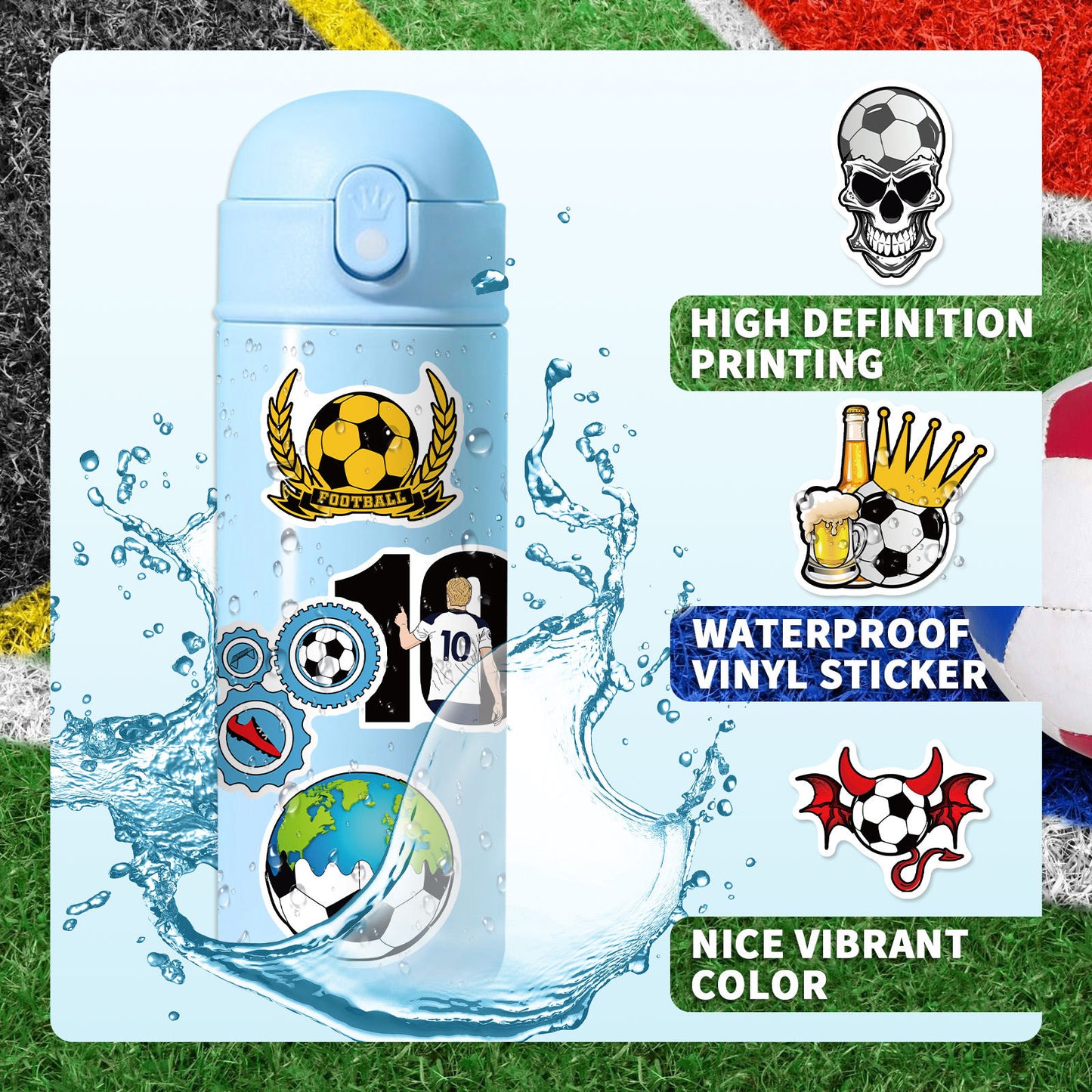 ⚽ 50Pcs Creative Football Stickers – Colorful Sports Life for 2025 Fans 🎨✨ Kawaii Stickers