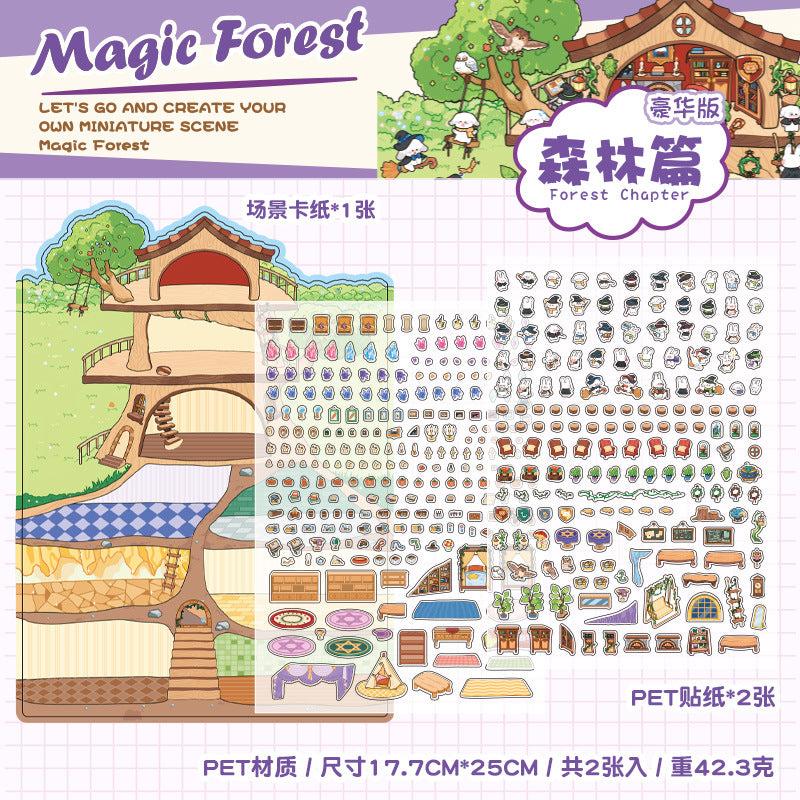 3D DIY Sticker – Three-Layer Miniature Fantasy House – Scrapbook & Craft Decoration – Kawaii Stickers Forest Plus Kawaii Stickers