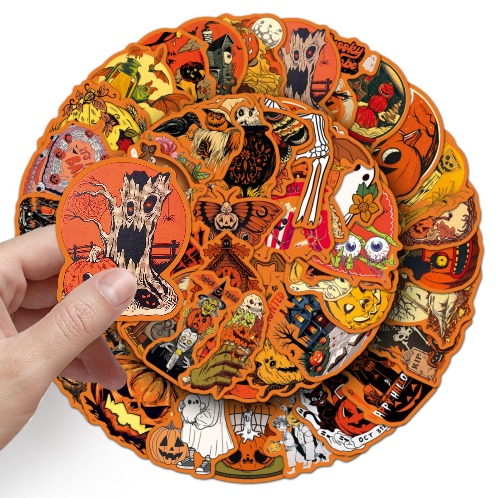 🎃 50 Pcs Vintage Halloween Stickers – Pumpkin Festival Decoration for Phone & Laptop 🎃✨ Kawaii Stickers