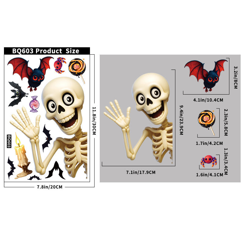 💀 Halloween Skull & Pumpkin Glass Window Stickers – Spooky Fun Decor 🎃 BQ603 Kawaii Stickers