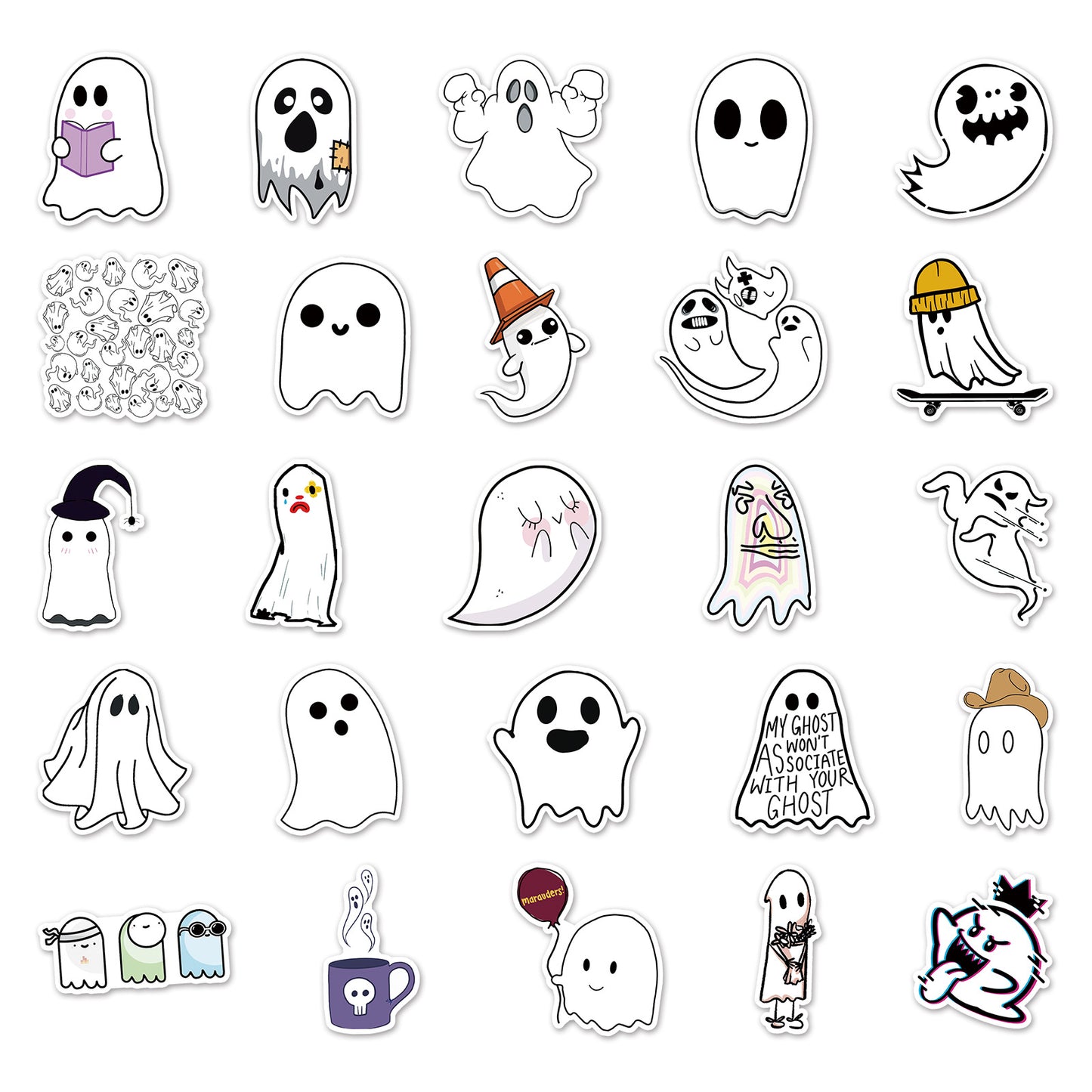 Halloween Stickers – Adorable Ghost Decals for Spooky Fun(100pcs)