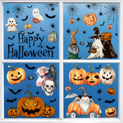 🎃 Halloween Window Stickers – Cute Pumpkin & Bat Static Clings for Glass Doors & Party Decor 👻🦇 Kawaii Stickers