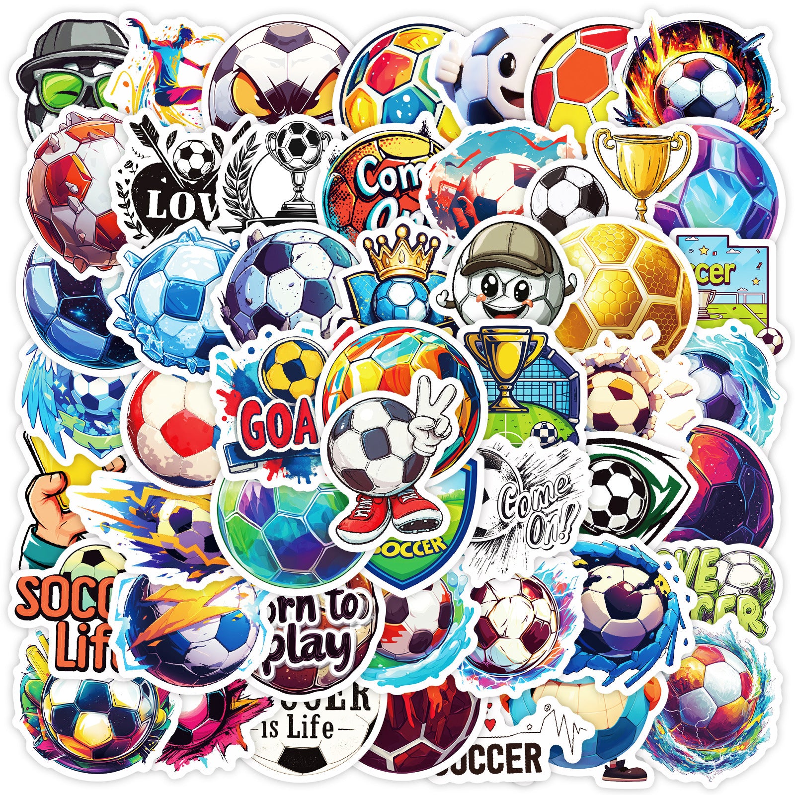 50PCS Football Stickers ⚽ Graffiti Sport Pack – Waterproof & Cool Kawaii Stickers