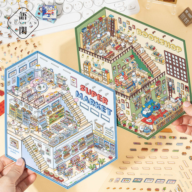 3D DIY Sticker – Three-Layer Miniature Fantasy House – Scrapbook & Craft Decoration – Kawaii Stickers Kawaii Stickers