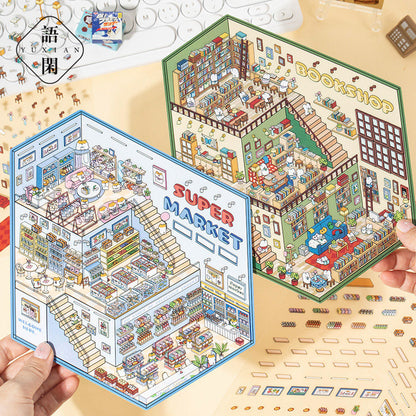 3D DIY Sticker – Three-Layer Miniature Fantasy House – Scrapbook & Craft Decoration – Kawaii Stickers Kawaii Stickers