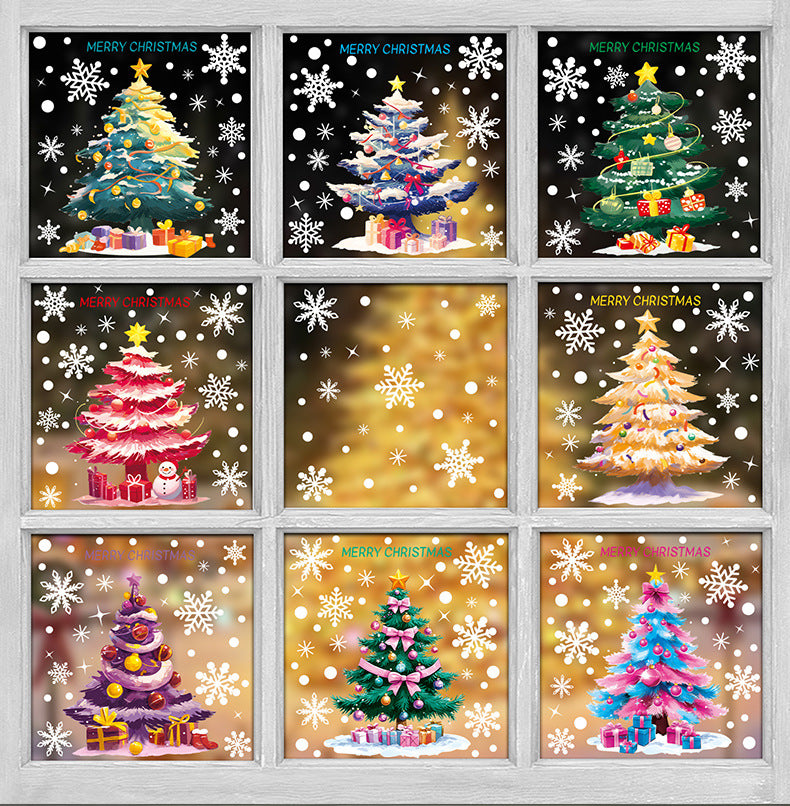 🎄 Christmas Stickers – Holiday Decorations with Christmas Tree, Snowman & Snowflake Window Clings 🎅 Kawaii Stickers