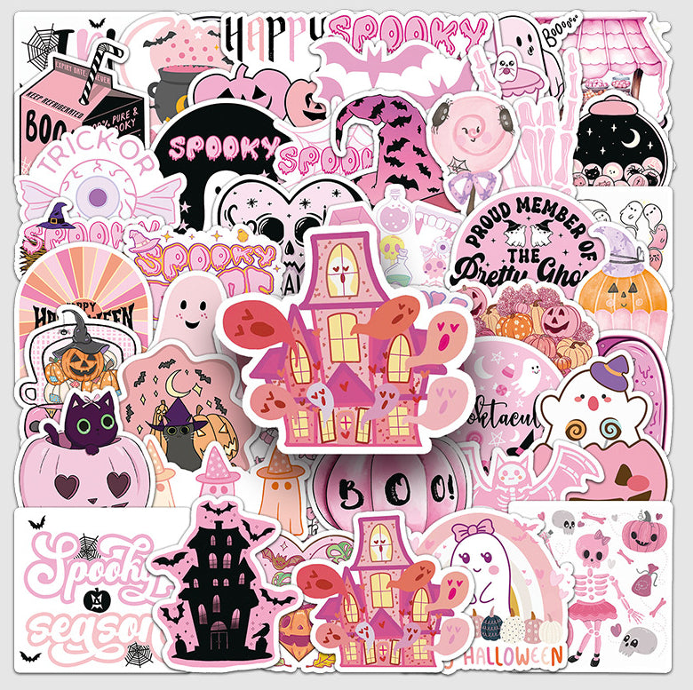 Halloween Stickers | 50pcs Pink Halloween Cute Sticker Set for DIY & Decoration