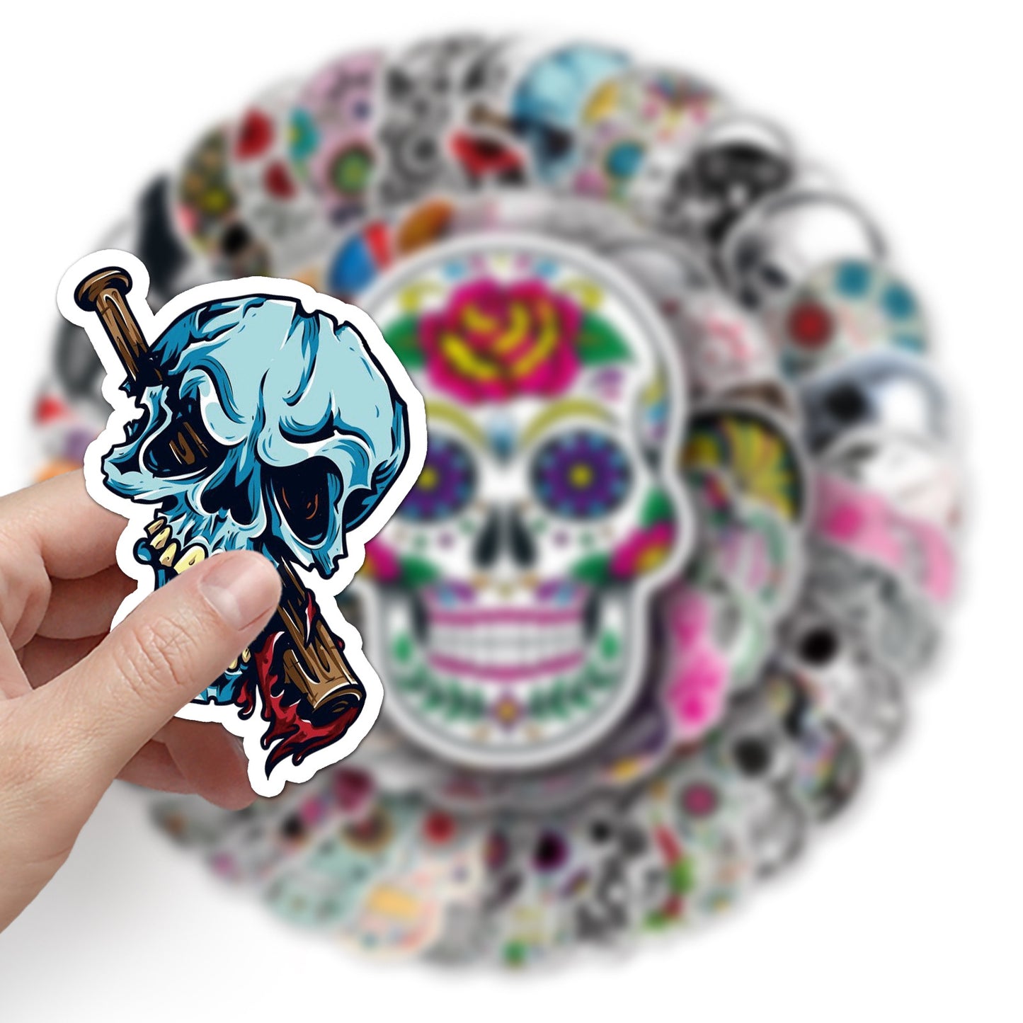 Halloween Stickers – 50pcs Colorful Skull Halloween Stickers Set 💀