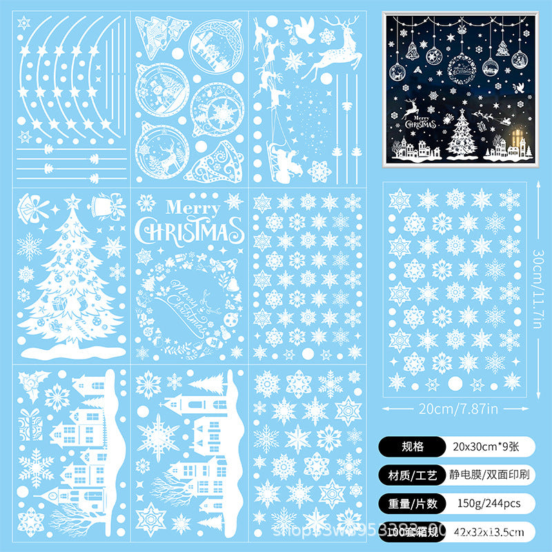 🎄 White & Blue Snowflake Window Stickers – Static Cling Christmas Window Decals for Holiday Decor 🎄 Kawaii Stickers