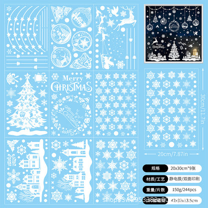 🎄 White & Blue Snowflake Window Stickers – Static Cling Christmas Window Decals for Holiday Decor 🎄 Kawaii Stickers