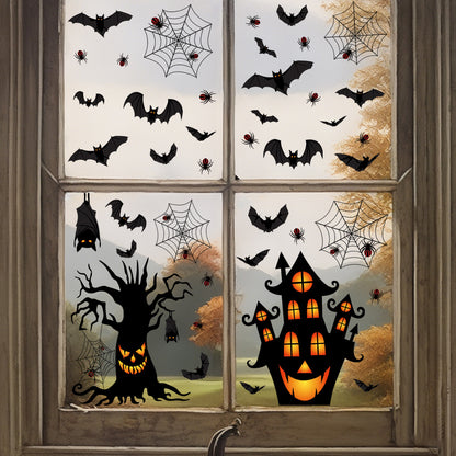 🎃 Halloween Window Stickers – Ghost & Turkey Static Clings for Party Decor 👻🦃 Kawaii Stickers