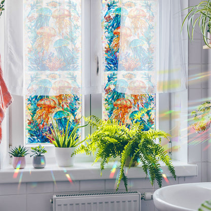 🌊 Holographic Dreamy Jellyfish & Coral Window Stickers – Ocean Vibes for Your Bathroom 🌊 Kawaii Stickers