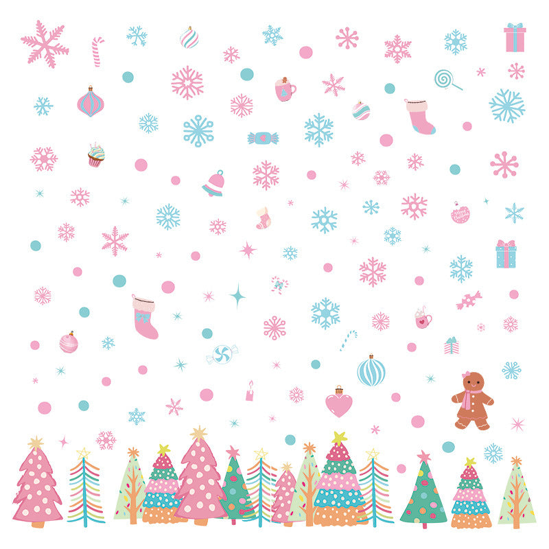 🎄 Pink Christmas Tree Window Stickers ❄️ Snowflake Window Stickers for Festive Glass Decoration 🎁✨