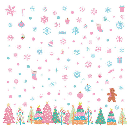 🎄 Pink Christmas Tree Window Stickers ❄️ Snowflake Window Stickers for Festive Glass Decoration 🎁✨