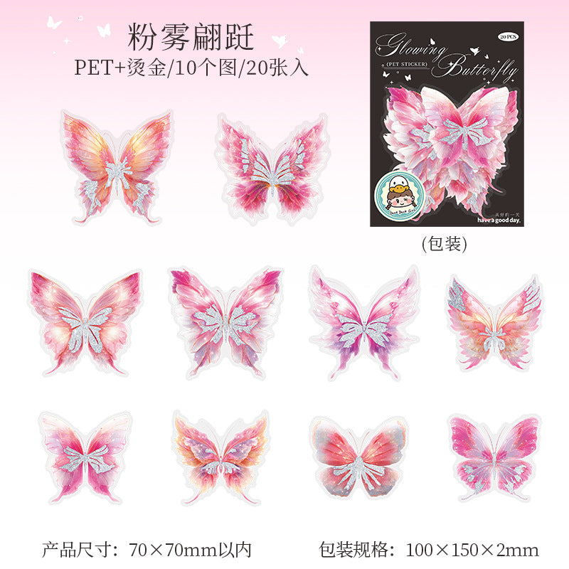 20pcs Butterfly stickers – Scrapbook & Craft Decoration – Kawaii Stickers Pink butterfly stickers Kawaii Stickers