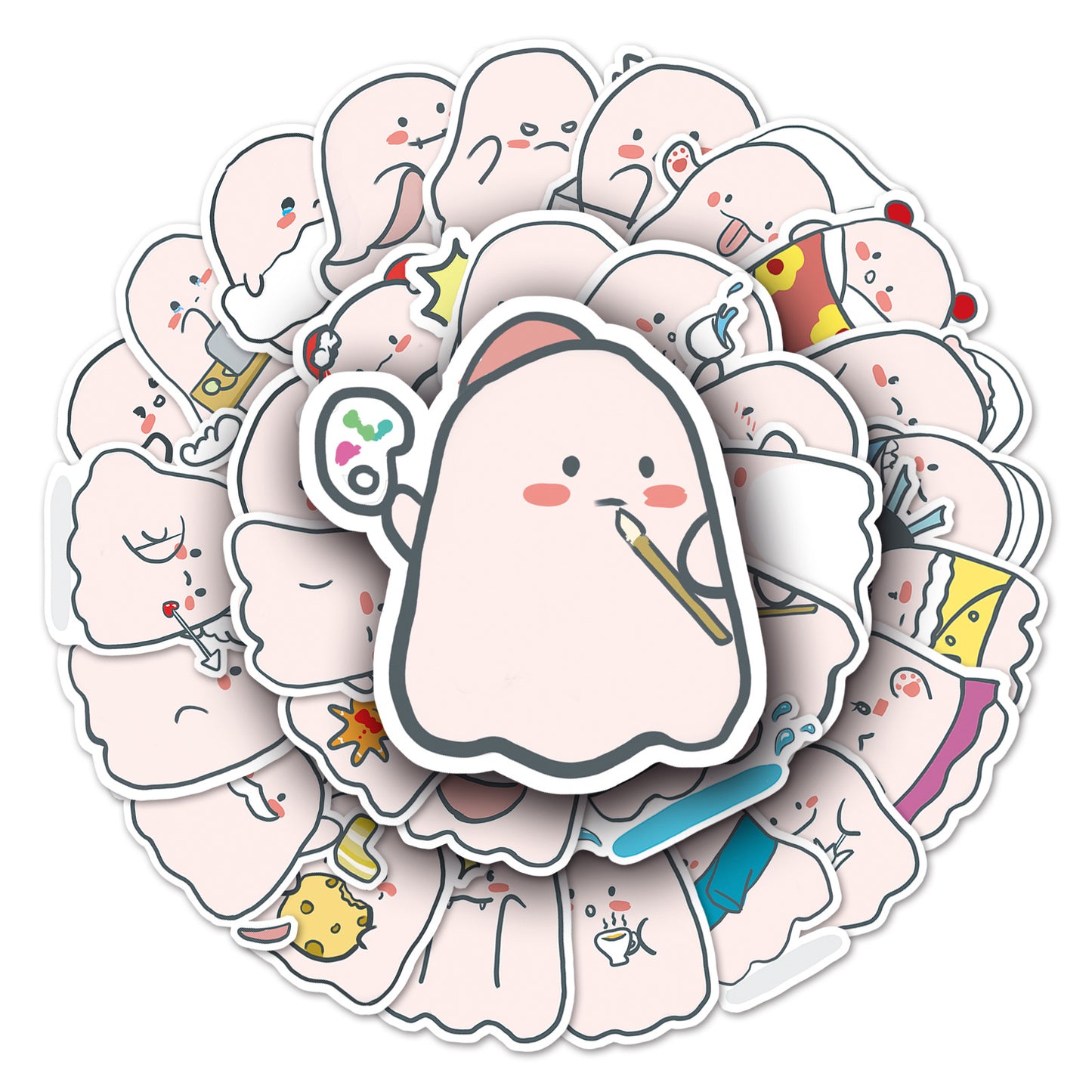Halloween Stickers  Cute Ghost Graffiti Halloween Sticker (50pcs)