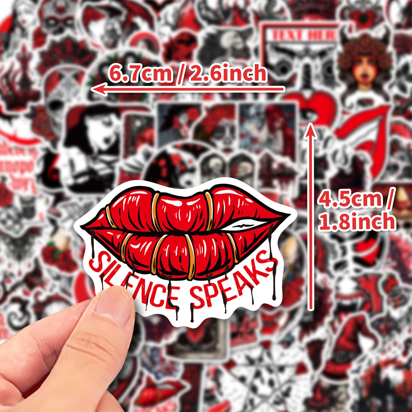 🎃 Halloween Stickers | 100 Gothic Red Waterproof Halloween Sticker Set