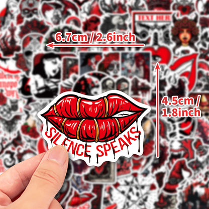 🎃 Halloween Stickers | 100 Gothic Red Waterproof Halloween Sticker Set