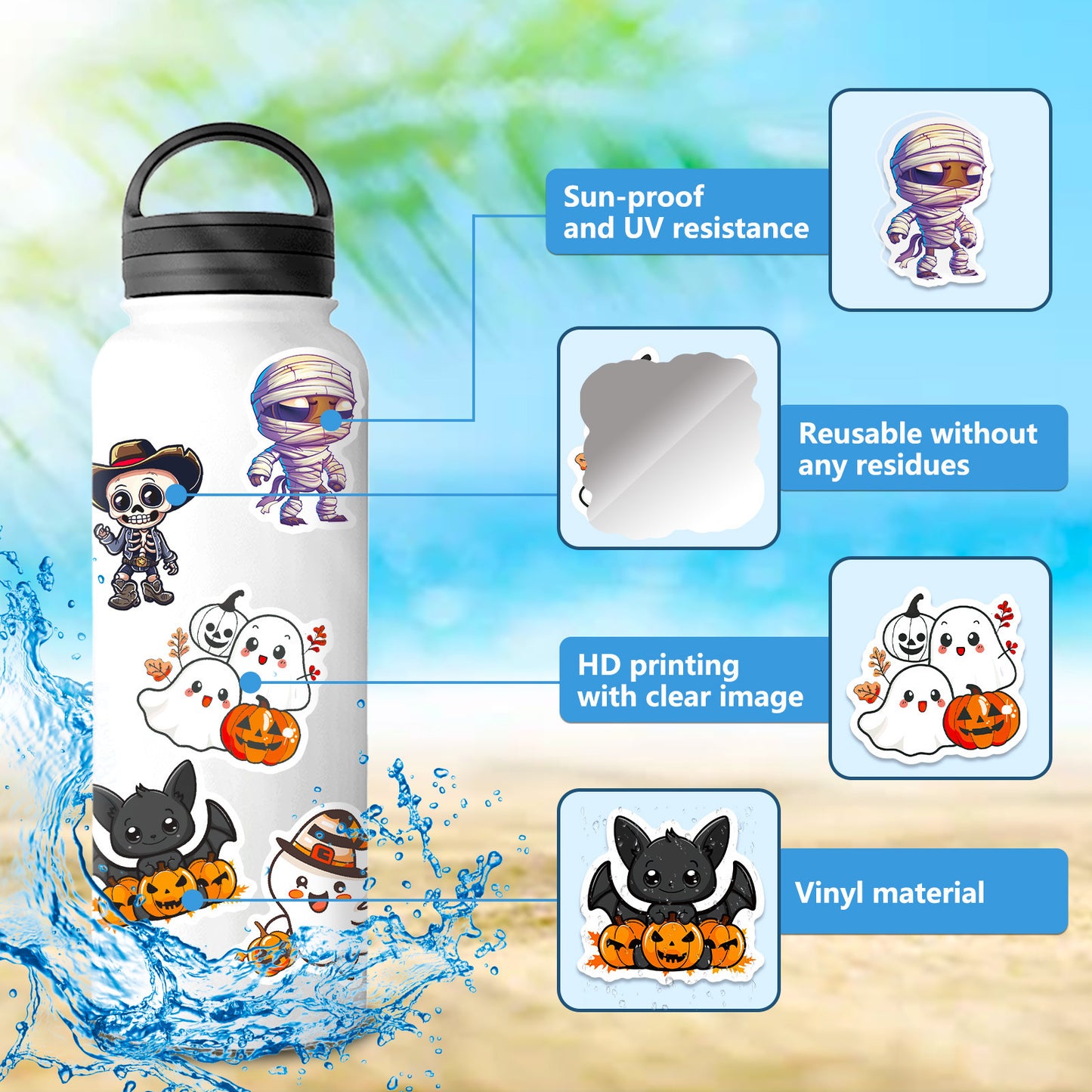 halloween stickers – Trick or Treat Ghost & Pumpkin DIY Decals 