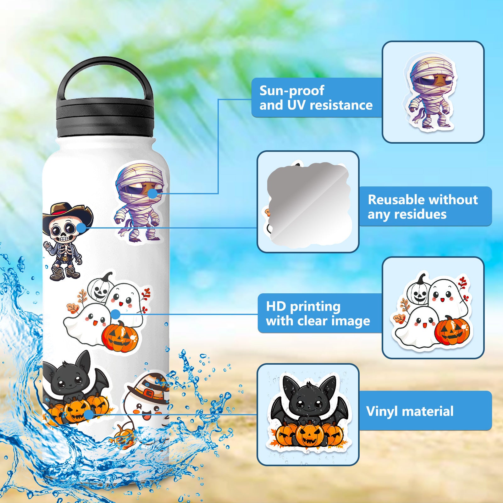 halloween stickers – Trick or Treat Ghost & Pumpkin DIY Decals 