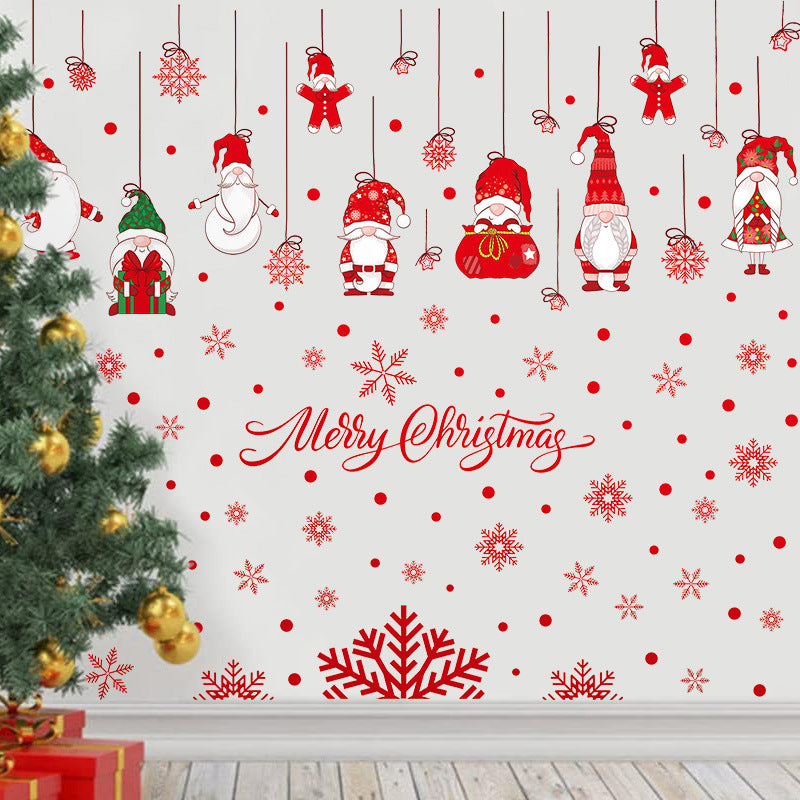 Christmas Snowman & Red Snowflake Window Stickers | Large Christmas Snowflake Stickers for Windows Kawaii Stickers
