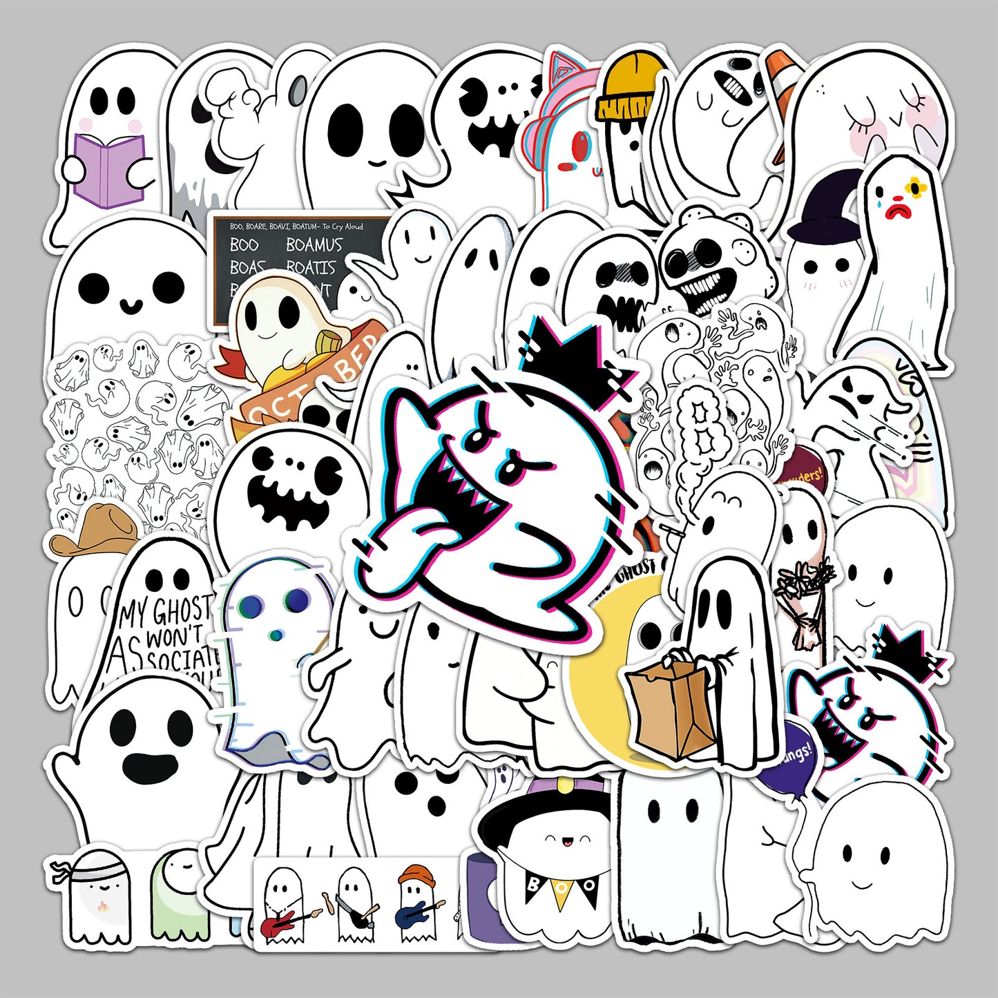 Halloween Stickers – Cute Ghost Decals for Laptops Bottles