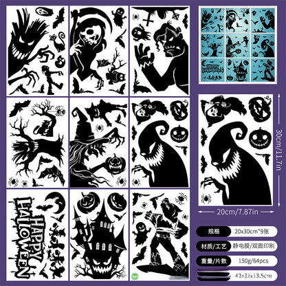 Spooktacular Halloween Window Stickers – Double-Sided Static Cling Décor for Glass Doors & Windows 👻🕷️ Kawaii Stickers