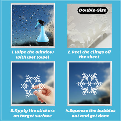 Snowflake Window Stickers ❄️ Christmas Reindeer & Santa Static Cling Stickers for Windows | Large Snowflake Stickers Window Decor Kawaii Stickers