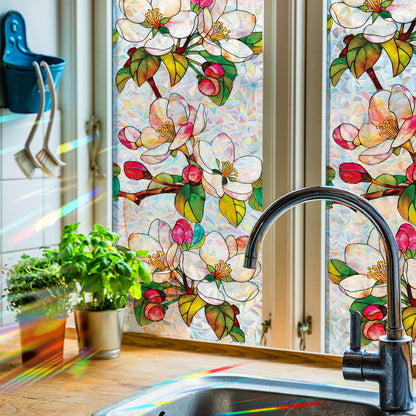 🌸 Holographic Magnolia Static Cling Window Stickers – Elegant Privacy & Easy Décor 🌸 Kawaii Stickers