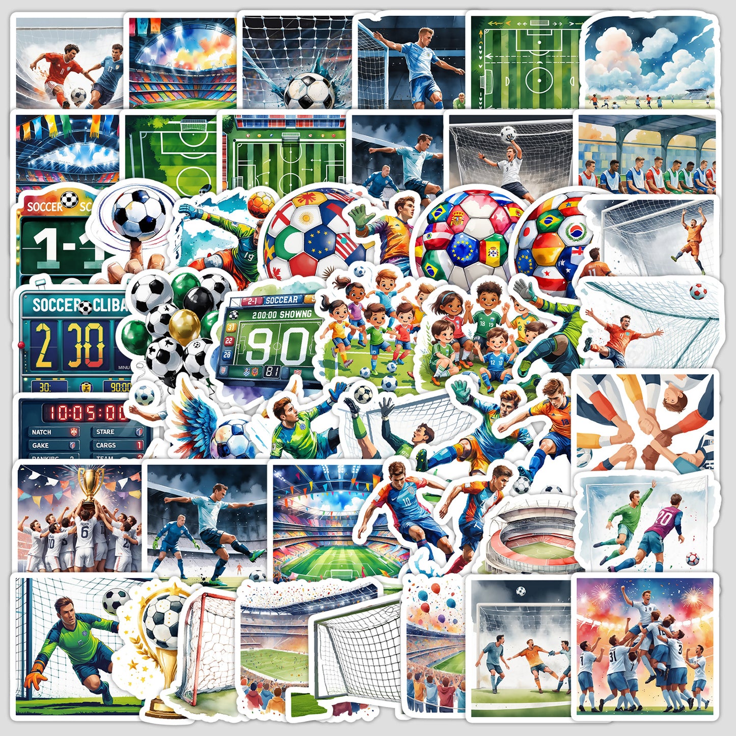 Football Stickers – 50Pcs Sport Designs – High-Definition Waterproof PVC – For Water Bottles, Laptops, Skateboards, Suitcases, Phones – Kawaii Stickers Kawaii Stickers