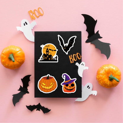 🕸️ Halloween Stickers Cartoon Graffiti Holographic Vinyl Set – 50PCS 🎃👻✨ Kawaii Stickers