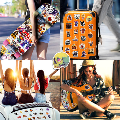 🎃 50 Halloween Stickers – Skulls, Pumpkins, Witches, Grim Reapers & Black Cats 🖤 Kawaii Stickers