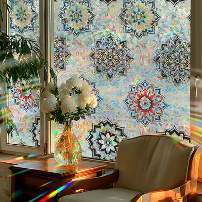 🌸 Holographic Mandala Flower Window Stickers – Colorful & Mindful Home Decor 🌸 Kawaii Stickers