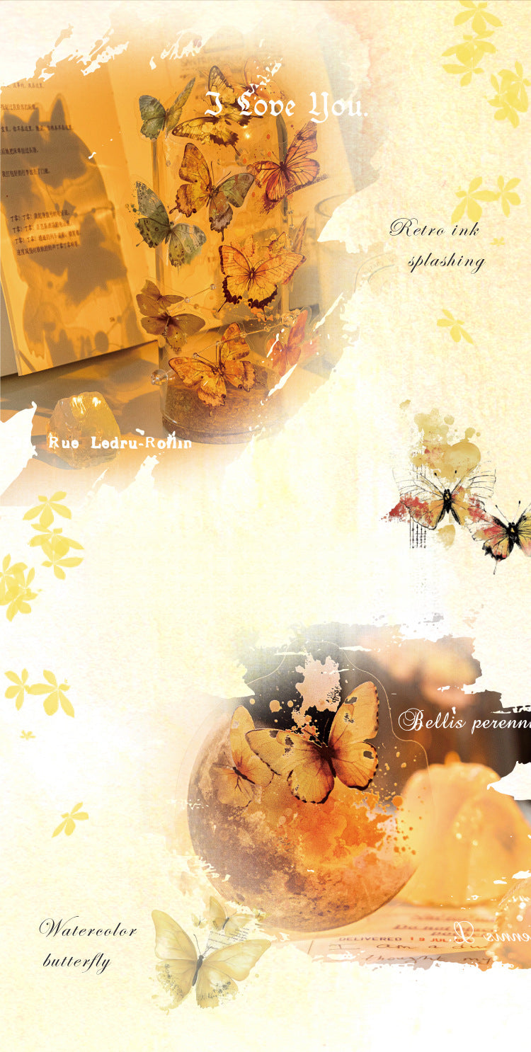 40PCS Butterfly Sticker Book – White Ink & Color Ink Botanical Collection – Scrapbook & Journal Vinyl Decals Kawaii Stickers