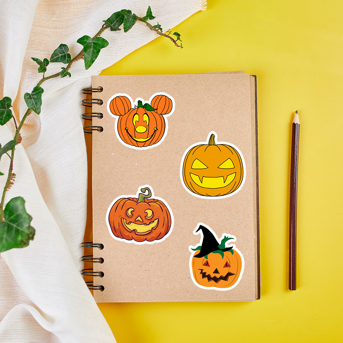 🎃 50pcs Halloween Pumpkin Stickers – Waterproof Vinyl Decals for Cars, Phones, Water Bottles & Holiday Decoration Kawaii Stickers