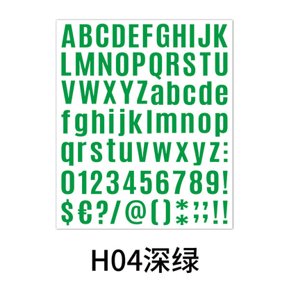 Black Letter Stickers 1inch Combinable Water Bottle Letter Stickers Letters - Dark Green 19.3x22.9cm Kawaii Stickers