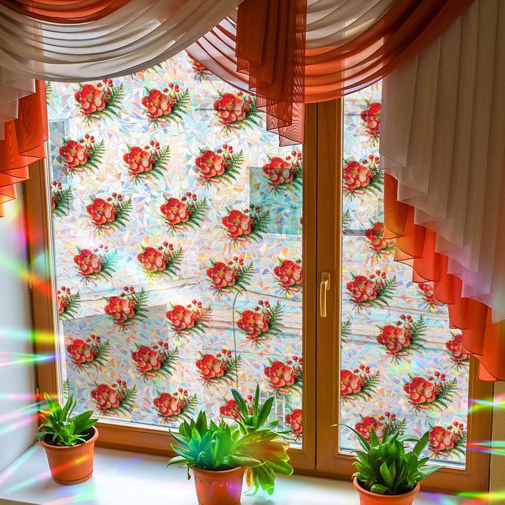 🌺 Holographic Red Flowers & Red Berries Window Stickers – Bright & Colorful 🌺 Kawaii Stickers