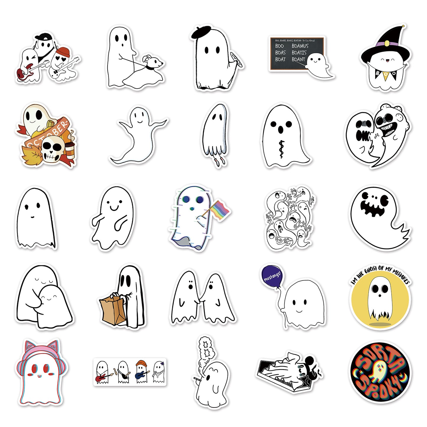 Halloween Stickers Adorable Ghost  for laptops skateboards  bottles