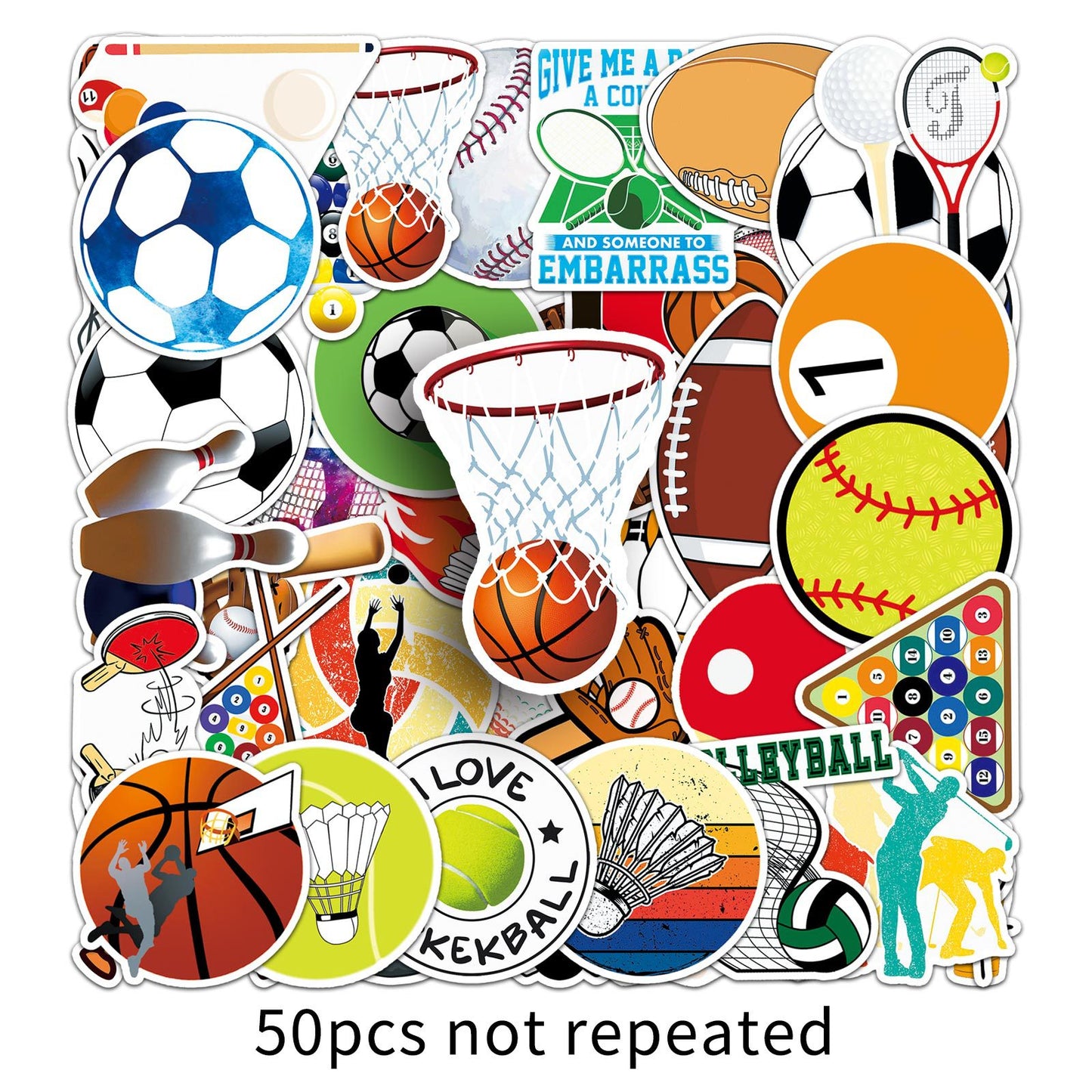 Football Stickers – 50Pcs Sport Designs – High-Definition Waterproof PVC – For Water Bottles, Laptops, Skateboards, Suitcases, Phones – Kawaii Stickers Football Stickers-6 Kawaii Stickers