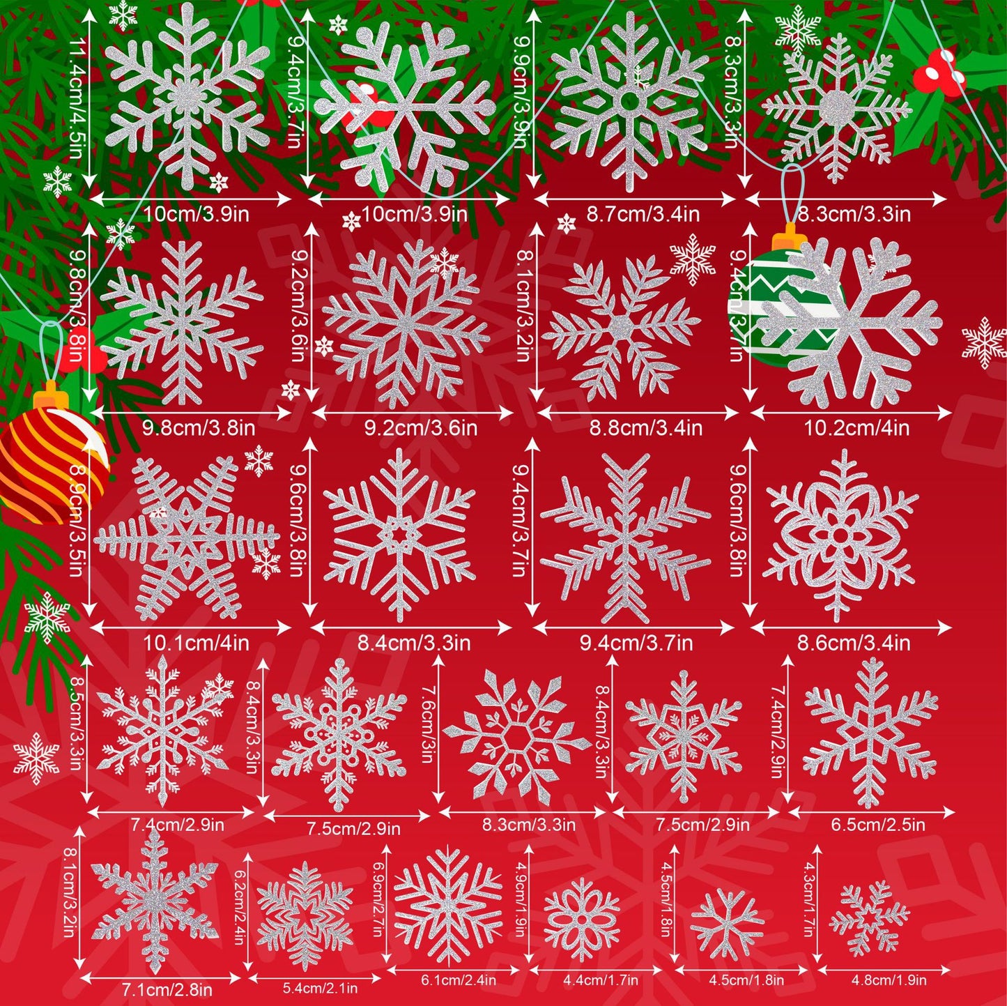 ✨ Glitter Snowflake Window Stickers – Gold & Silver Holiday Glass Decals 🎄 Kawaii Stickers