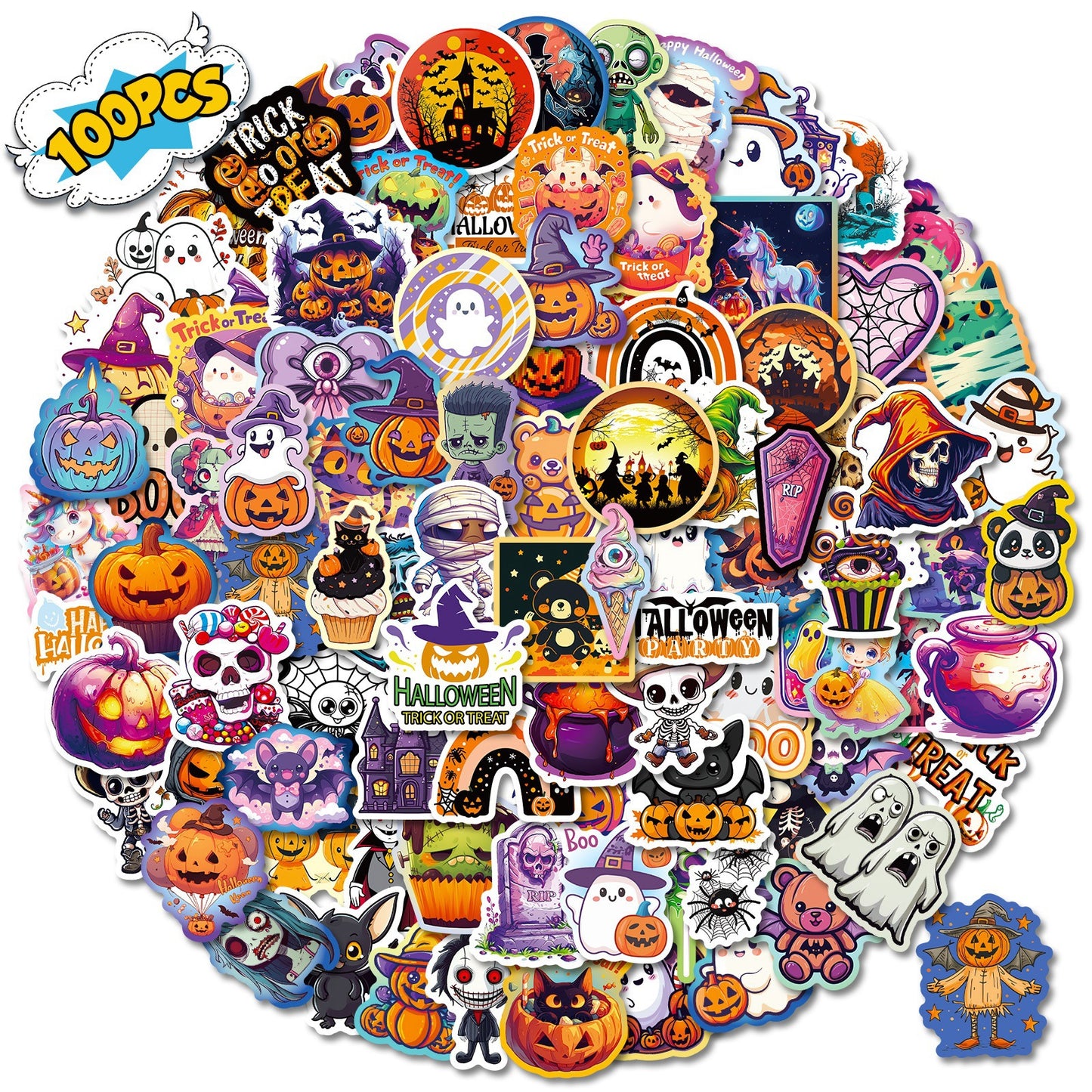 Halloween Stickers – 100Pcs Fun Creative DIY Waterproof Set