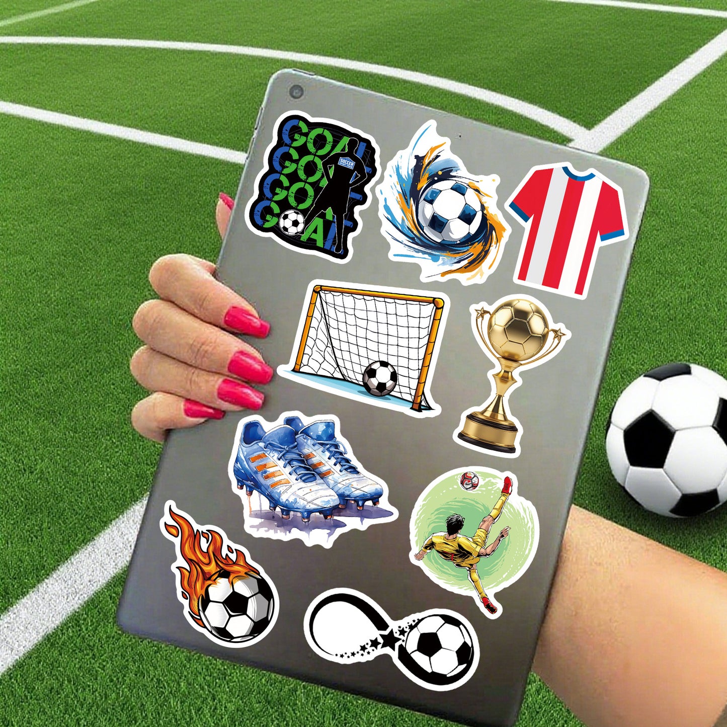 Football Stickers – 50Pcs Sport Designs – High-Definition Waterproof PVC – For Water Bottles, Laptops, Skateboards, Suitcases, Phones – Kawaii Stickers Kawaii Stickers
