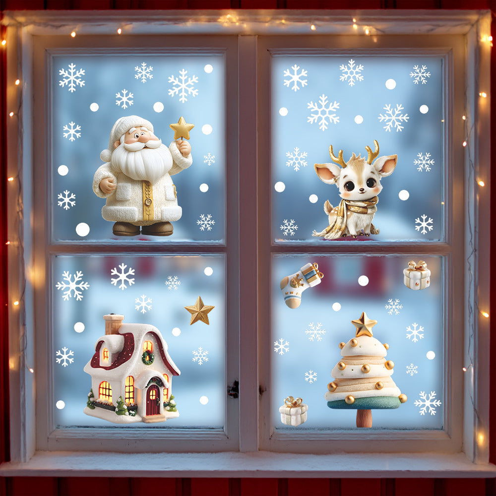 🎄 Christmas Snowflake Window Stickers – Santa, Reindeer & Tree Static Clings ❄️✨ Kawaii Stickers