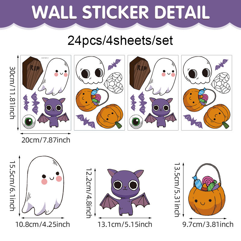 🎃 Cute Halloween Stickers – Cartoon Devil, Pumpkin & Ghost Window Stickers 🕸️ Kawaii Stickers