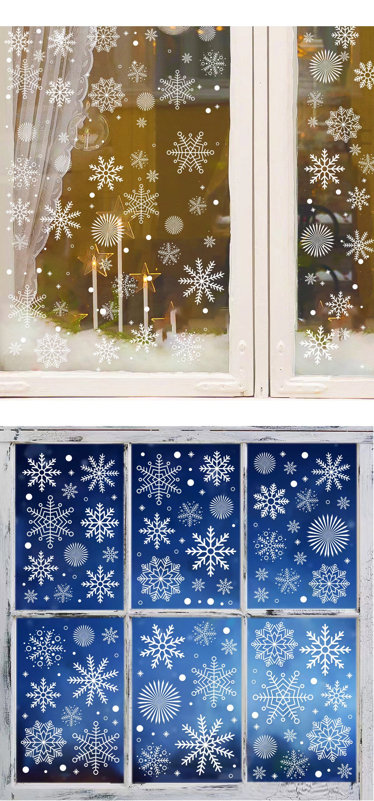 Snowflake Window Stickers ❄️ White Christmas Snowflakes for Glass Windows | Double-Sided Static Cling Snowflake Stickers Window Decor Kawaii Stickers