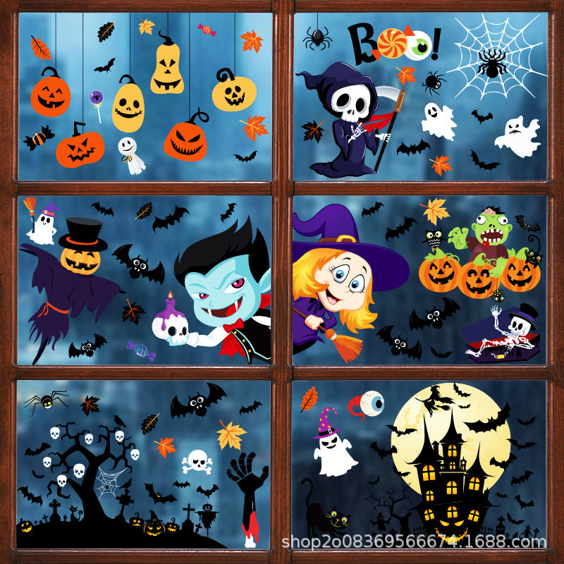 🎃 Halloween Window Stickers – Party Décor with Pumpkins, Spiders & Ghosts – Static-Cling Double-Sided Glass Decals for Windows, Doors & Walls Kawaii Stickers