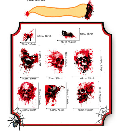Halloween Scary Skull & Bloody Handprint Window Stickers – Product Detail Page 🎃🩸👻 Kawaii Stickers